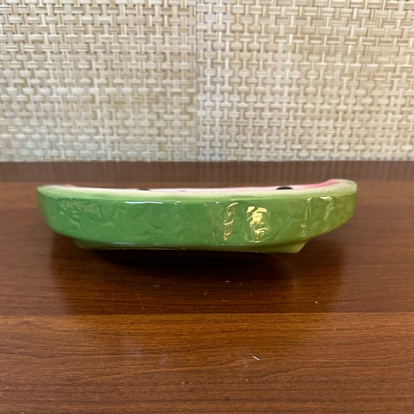 🌟5xHP🌟VTG 1970s-80s Set of 2 Glazed Ceramic Watermelon Slice Plates Hobbyist - Picture 6 of 15